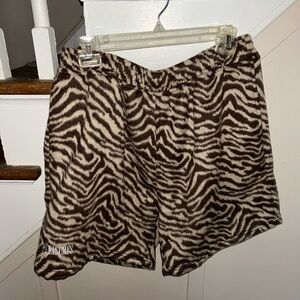 Pleasures Men's Brown Zebra Fleece Athletic Shorts